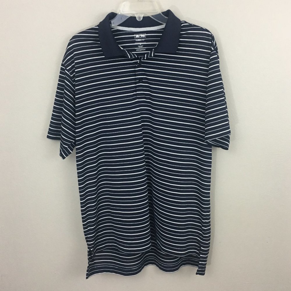 NWOT Adidas Navy Stripe ClimaLite Golf Polo